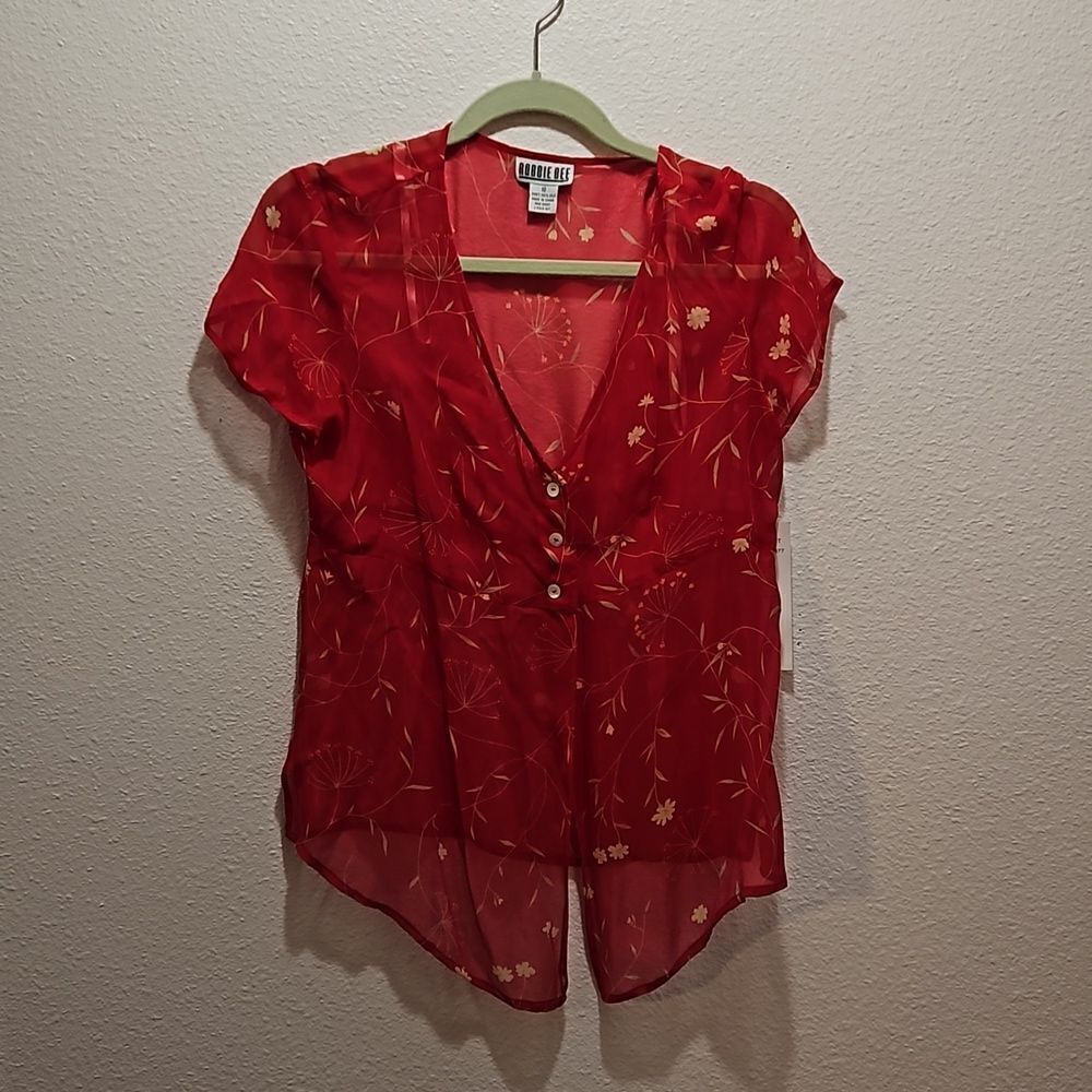 Bobbie Bee 2 piece silk dress and over top size 10, red abd gold - Picture 5 of 10